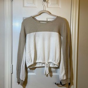 Hollister White and Tan Sweater